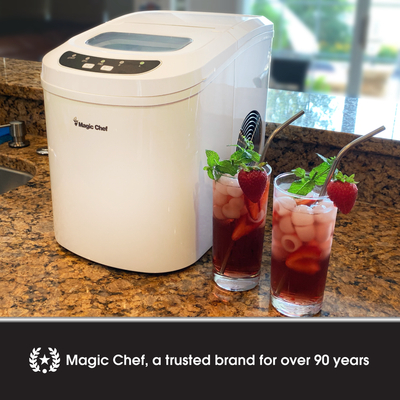 Magic Chef Portable Countertop 27 Pound Ice Cube Maker Machine, White (Used)