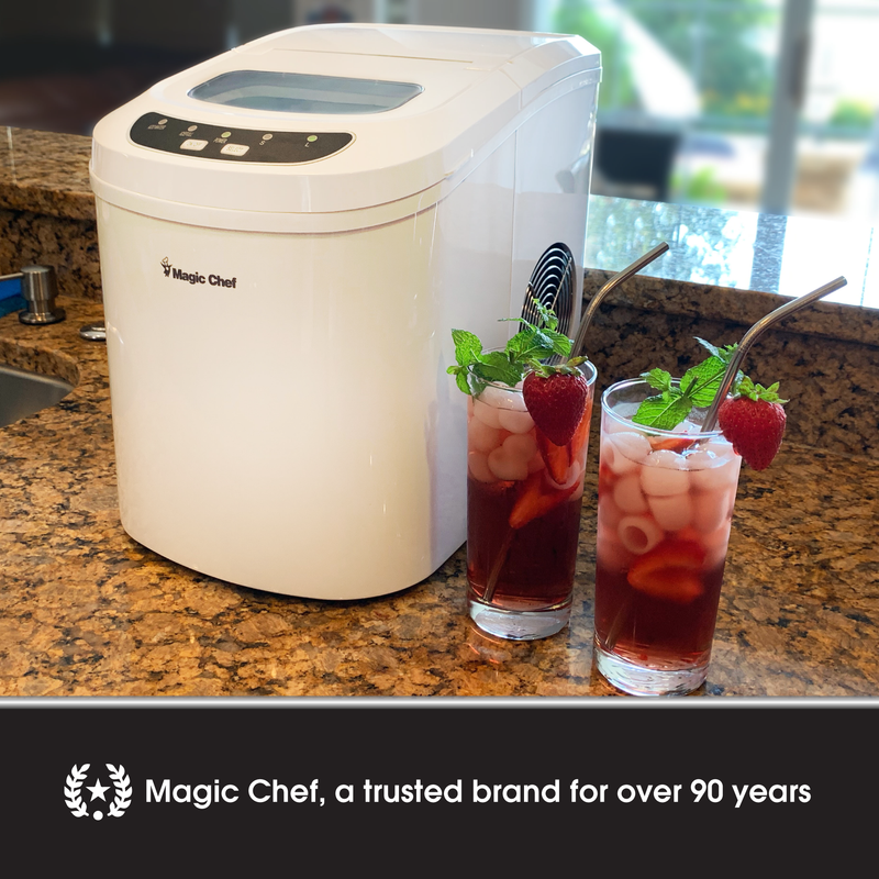 Magic Chef MCIM22W Portable Countertop 27 Pound Ice Cube Maker Machine, White