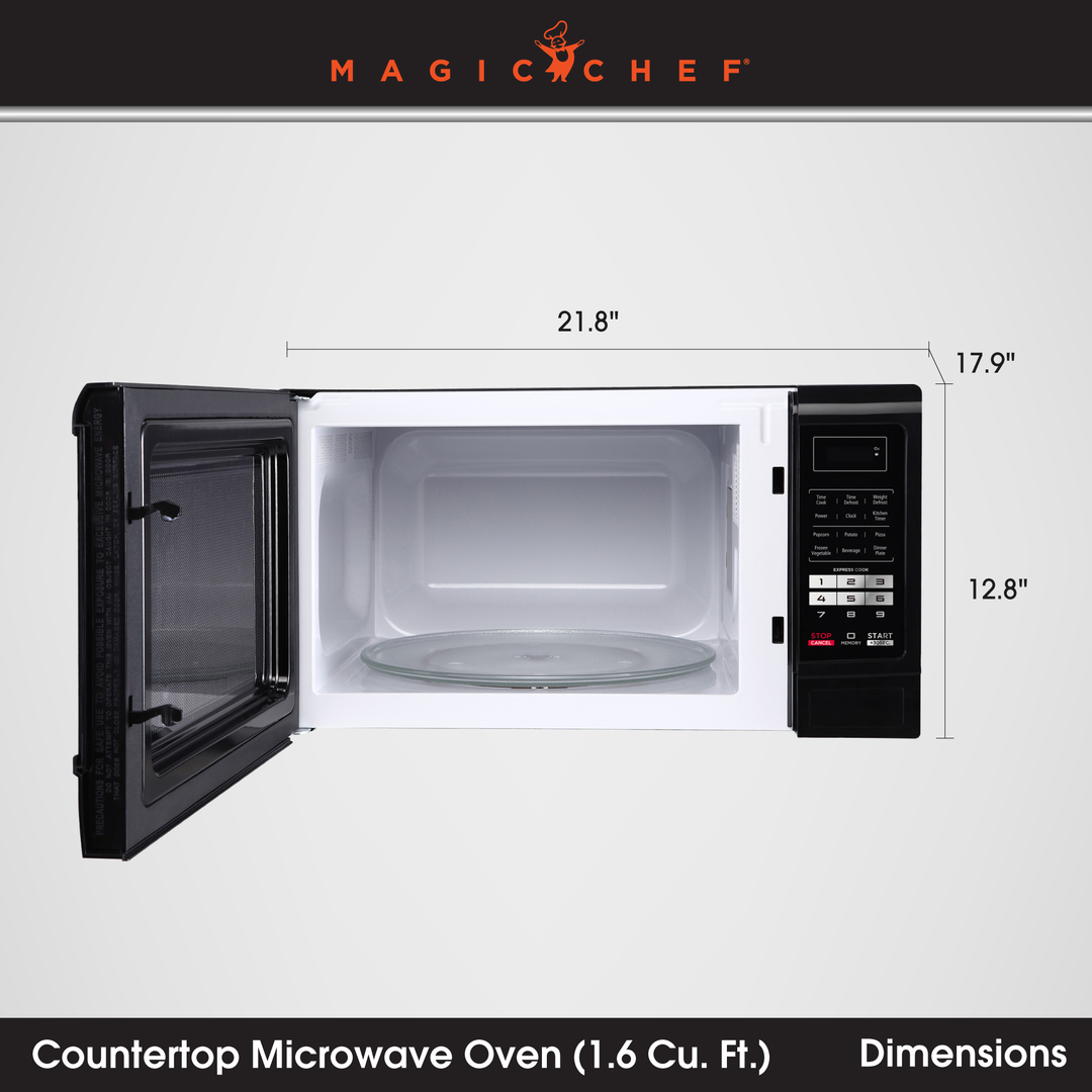 Magic Chef Countertop Microwave Oven with 6 Cook Modes & 11 Power Levels, Black