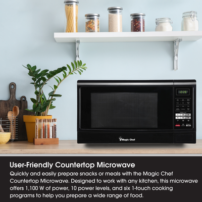 Magic Chef Countertop Microwave Oven with 6 Cook Modes & 11 Power Levels, Black