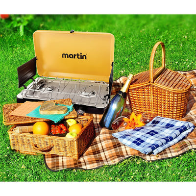 Martin Outdoor Propane Gas 2 Burner Camping Grill Stove, Yellow (Open Box) - VMInnovations