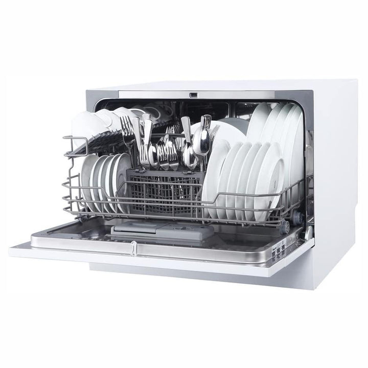Magic Chef Energy Star 6 Plate Kitchen Countertop Dishwasher, White (Open Box)