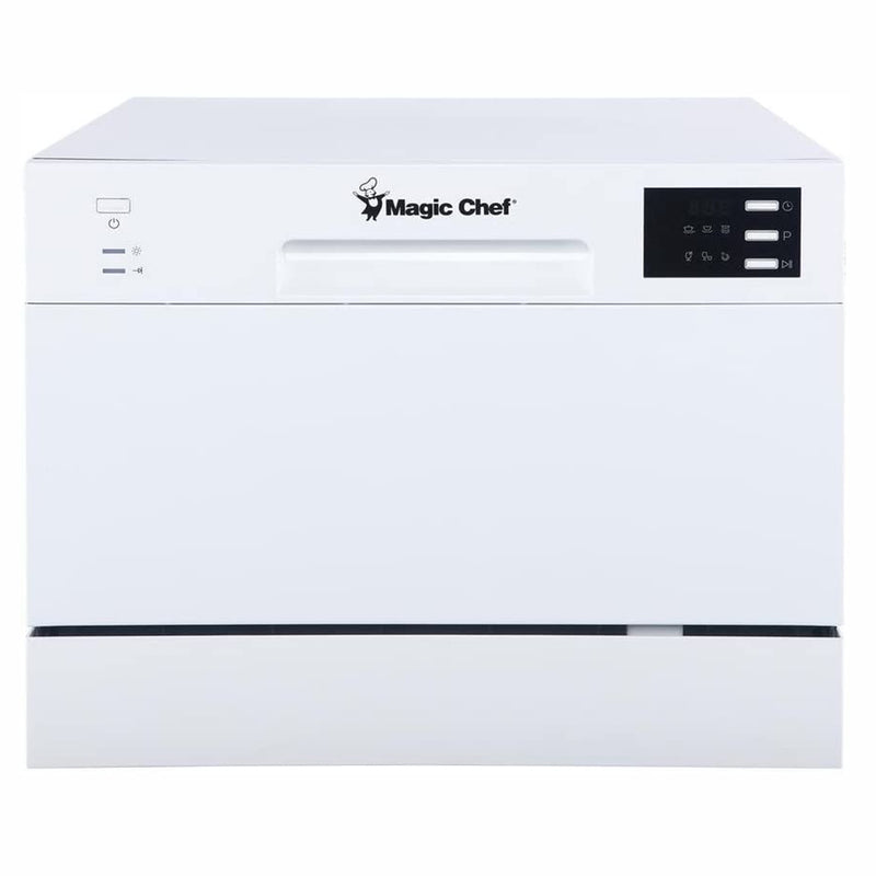 Magic Chef MCSCD6W5 Energy Star 6 Plate Kitchen Countertop Dishwasher, White