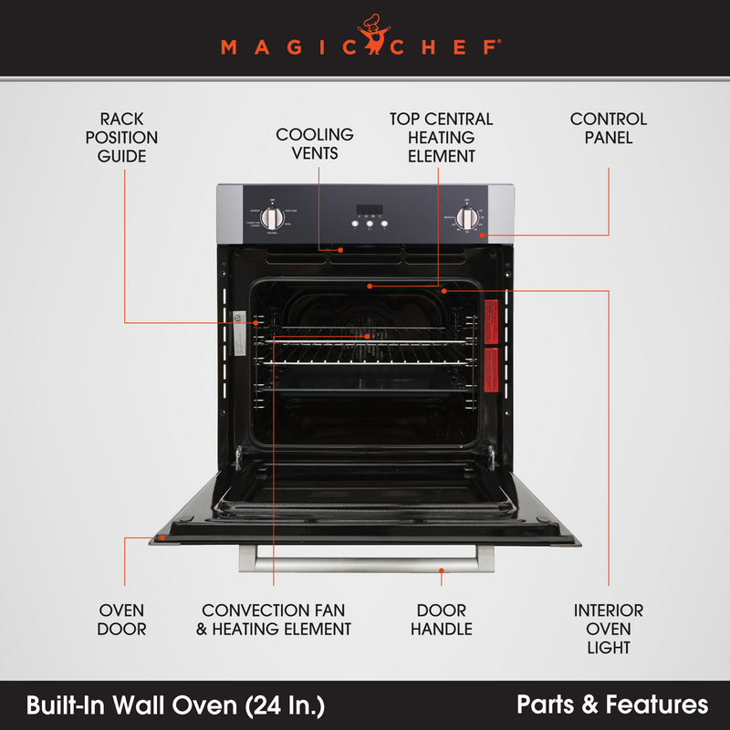 Magic Chef 2.2 Cubic Foot Built In Programmable Wall Convection Oven (Open Box)