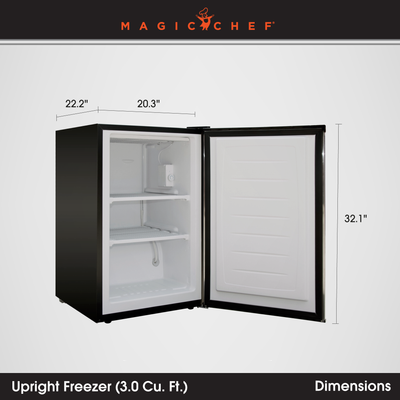 Magic Chef 3 Cubic Foot Deep Mini Upright Freezer, Stainless Steel (Open Box)