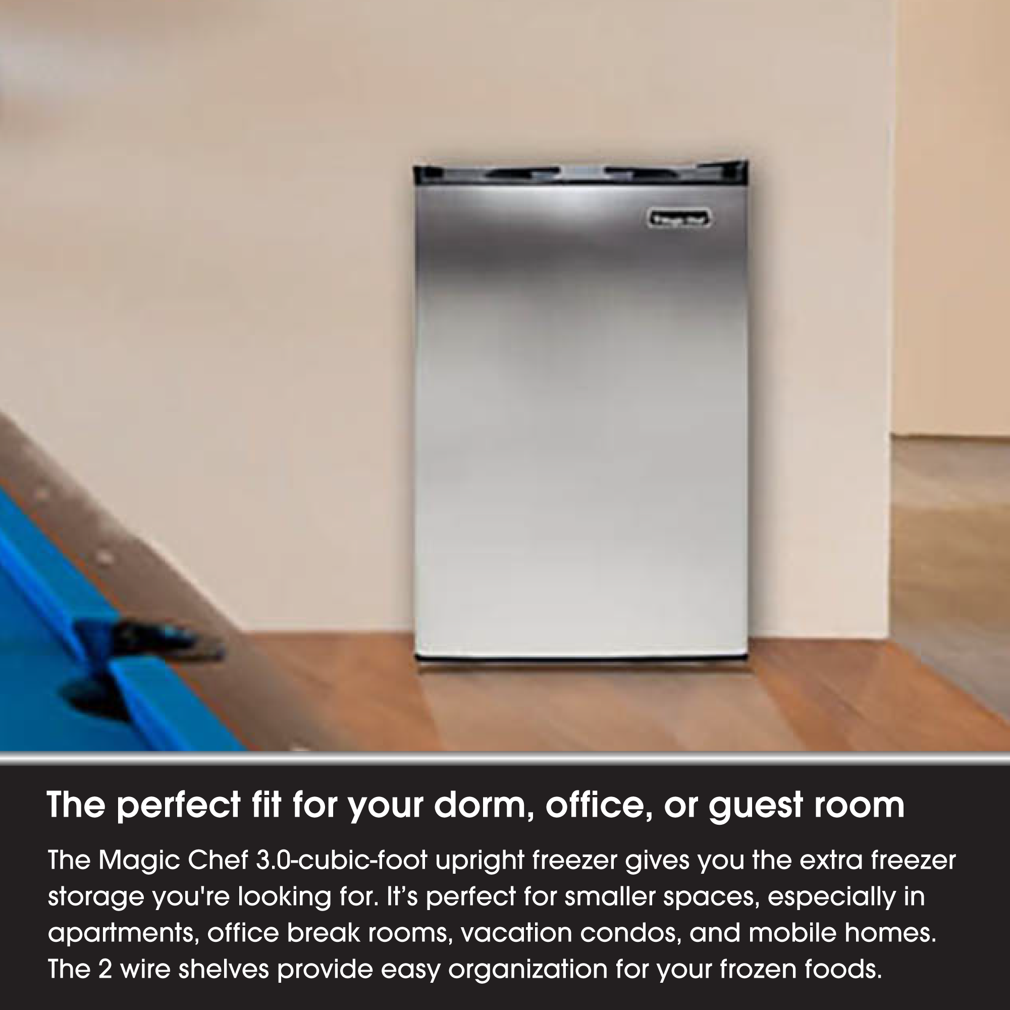 Magic Chef 3 Cubic Foot Deep Small Mini Upright Freezer, Stainless Steel (Used) - VMInnovations