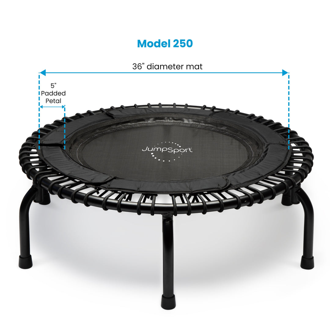 JumpSport 250 Workout Rebounder for Adults, 39" Trampoline, Black (For Parts)