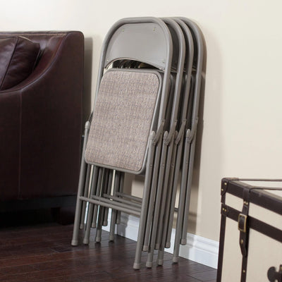 MECO Sudden Comfort Metal Fabric Padded Folding Chair, Gray (4 Pack) (Open Box) - VMInnovations