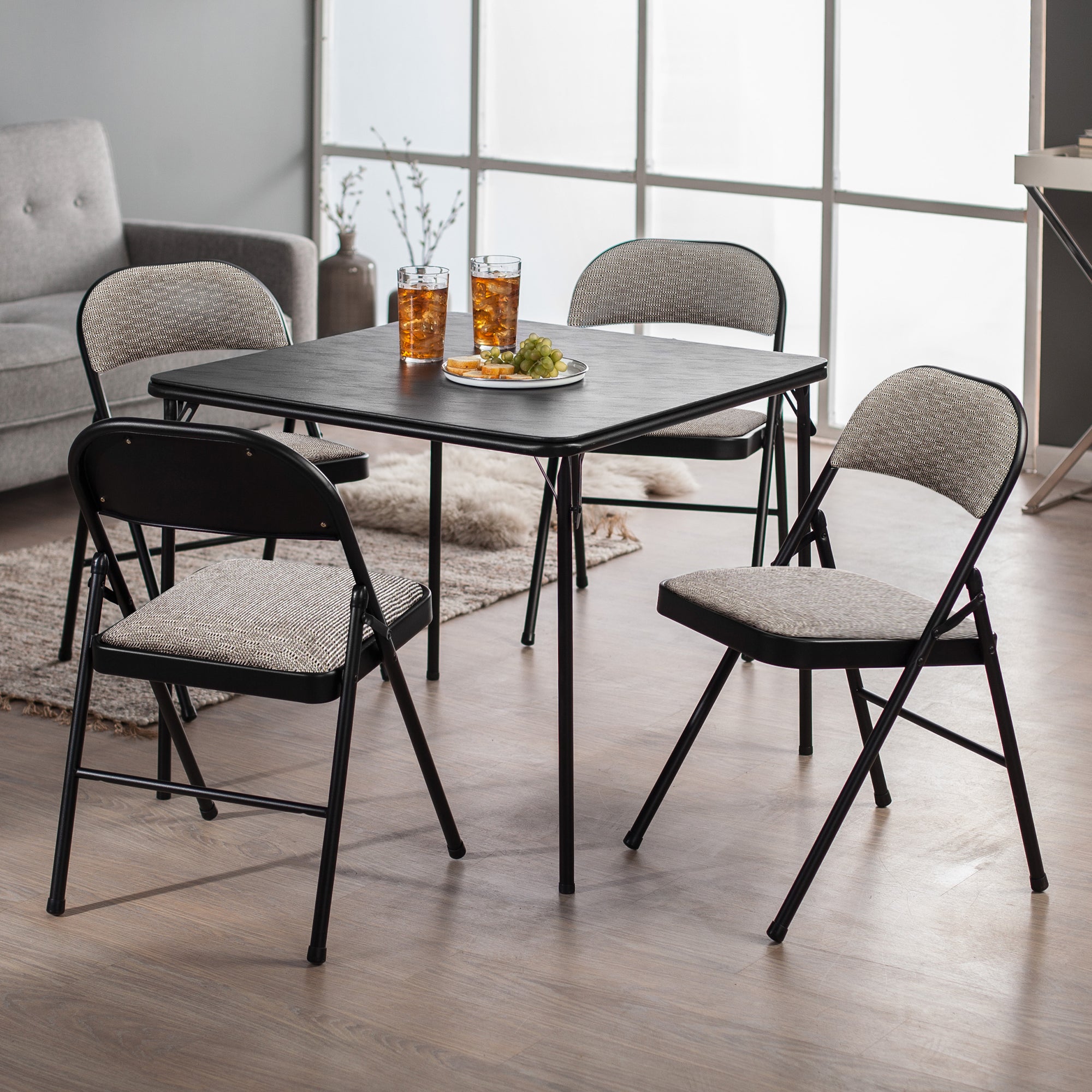 MECO Sudden Deluxe Metal Fabric Padded Folding Chair, Black (4 Pack) (Used) - VMInnovations
