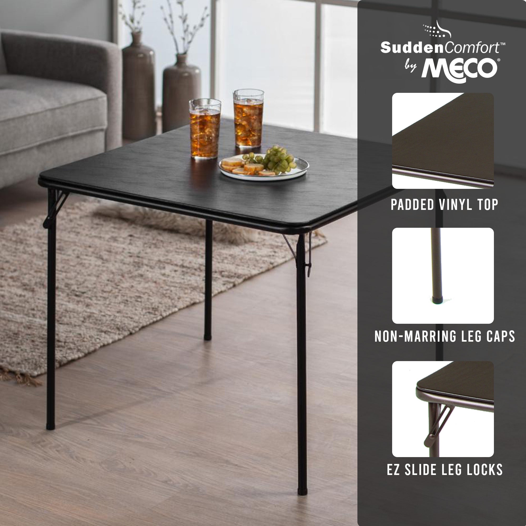 MECO Sudden Comfort 34 x 34 Inch Square Metal Folding Dining Card Table (Used) - VMInnovations