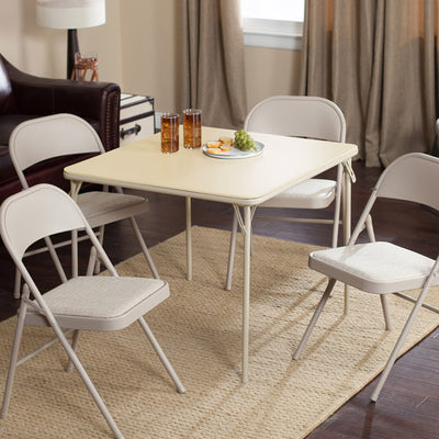 MECO Sudden Comfort 34 x 34 Inch Square Metal Folding Dining Card Table, Buff (Refurbished)