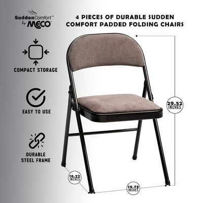 MECO 4-Pack Corrin Fabric Padded Folding Chairs with 16x16 Inch Seat (Open Box) - VMInnovations