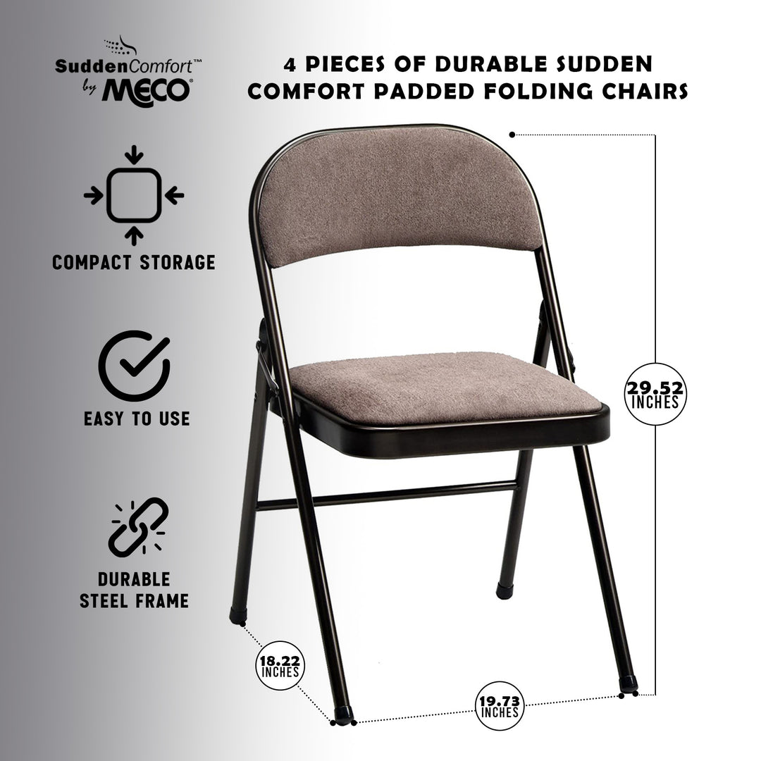 MECO 4-Pack of Corrin Fabric Padded Folding Chairs with 16x16 Inch Seat (Used)