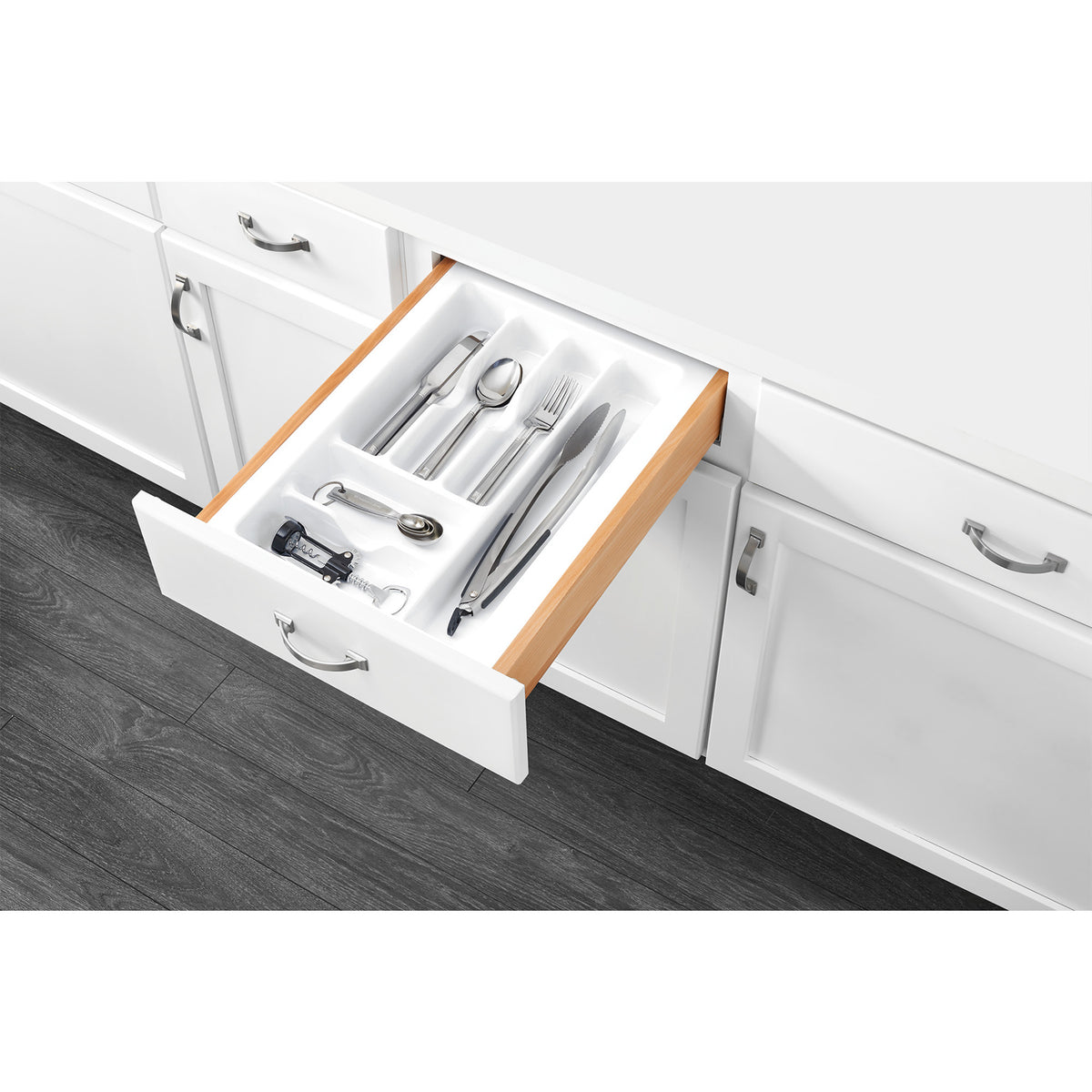 Rev-A-Shelf CT-2W-52 Plastic 6 Compartment Cutlery Tray Insert Organizer, White