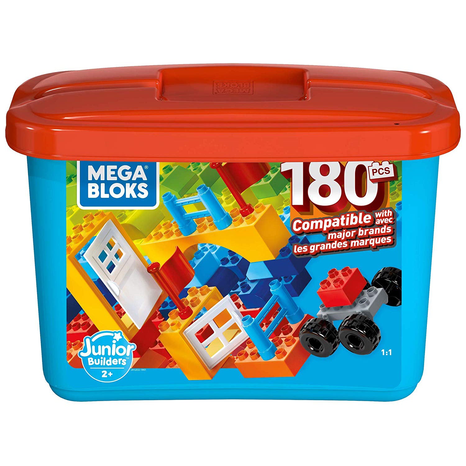 Mega Bloks GJD22 Junior Builder Mini Bulk Tub 180 Piece Large Block Building Set