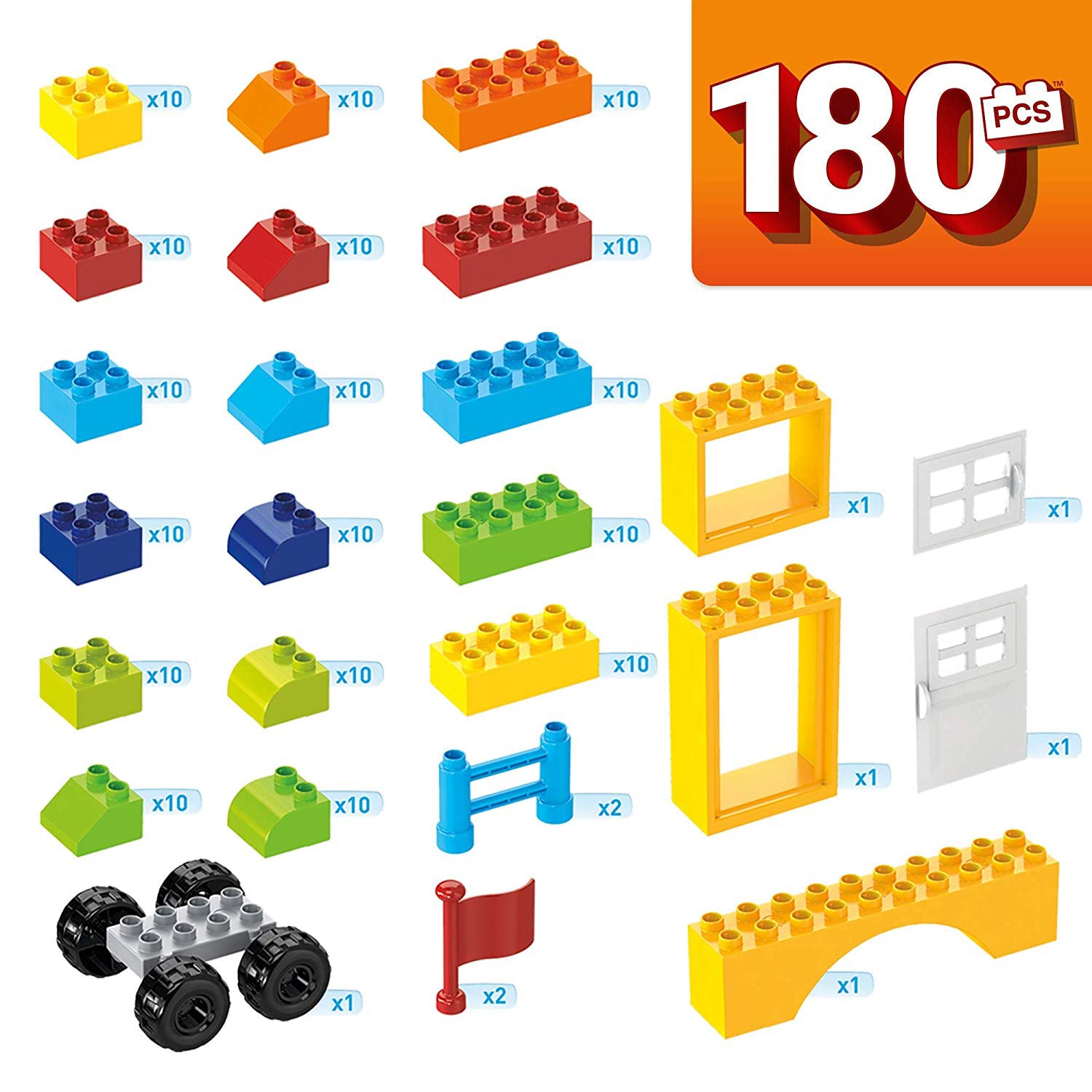 Mega Bloks GJD22 Junior Builder Mini Bulk Tub 180 Piece Large Block Building Set