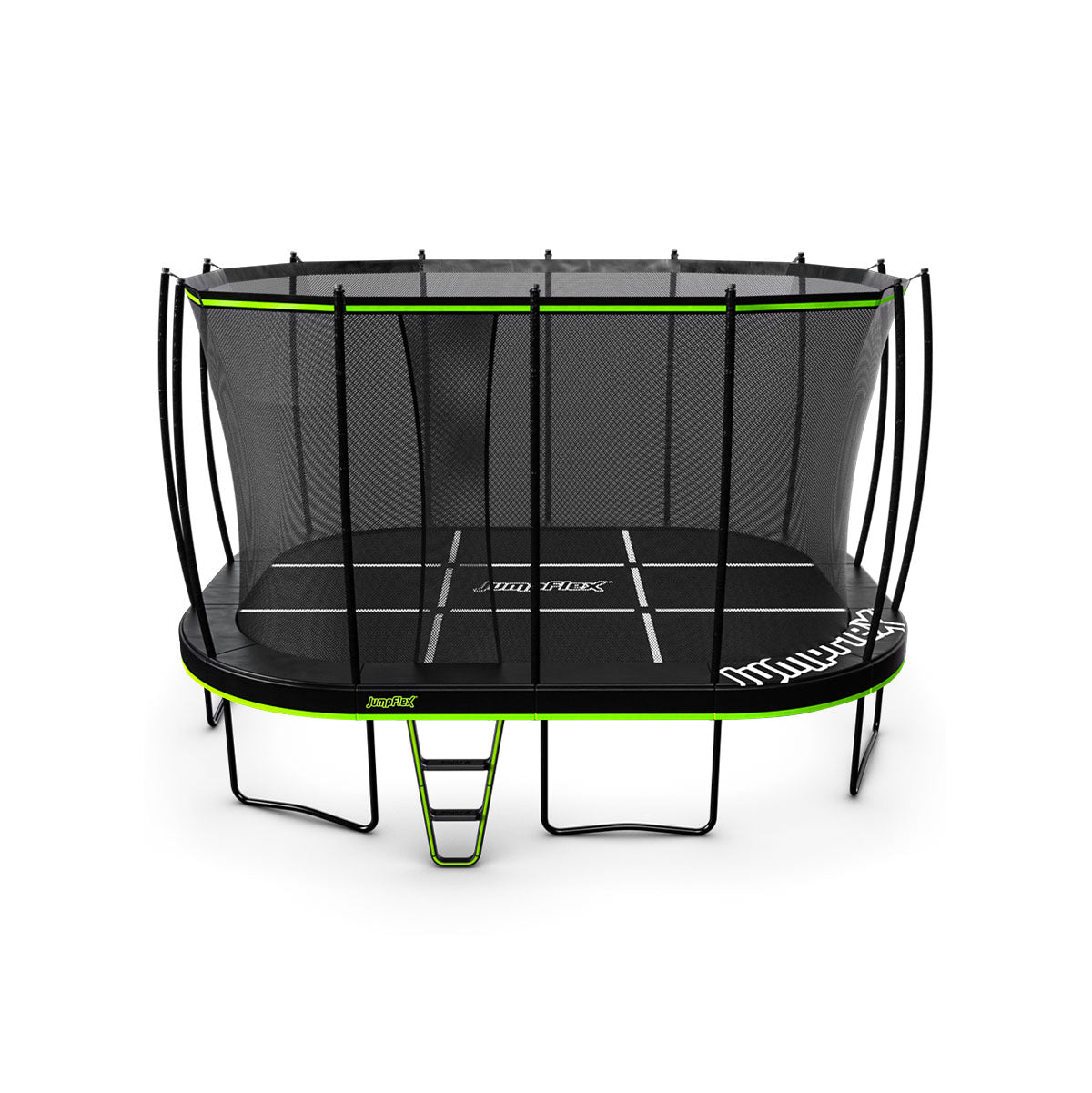 JumpFlex 17' Trampoline MEGA Outdoor Playset with Net and Ladder, Green/Black - VMInnovations