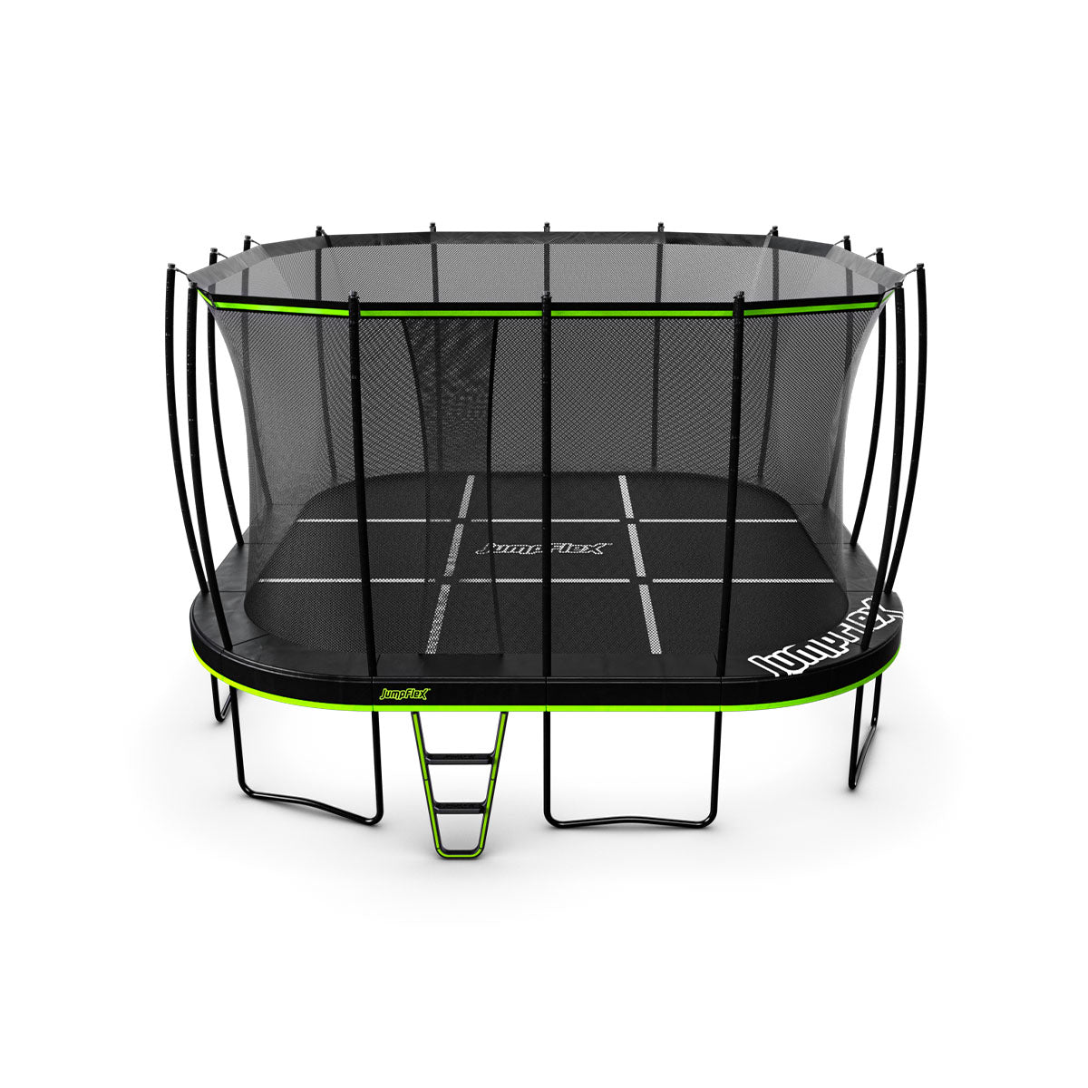 JumpFlex 19' Trampoline MEGA Outdoor Playset with Net and Ladder, Green/Black - VMInnovations