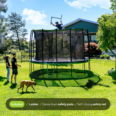 JumpFlex MEGA 14' Trampoline Outdoor Jumping Play Set w/ SMARTSHADE Canopy Cover - VMInnovations
