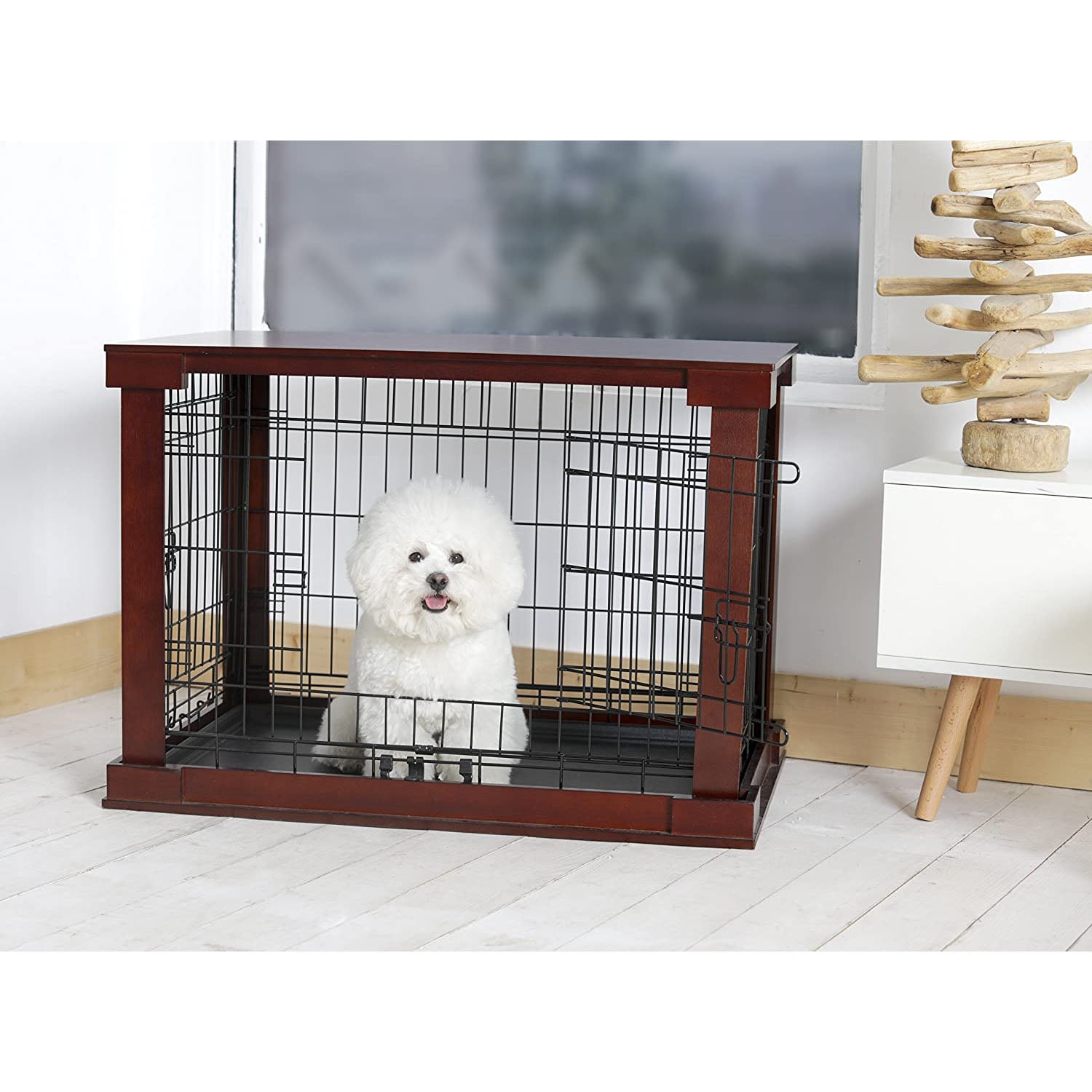 Decorative Pet Cage w/ Protection Box End Table, Large, Brown (Used) - VMInnovations