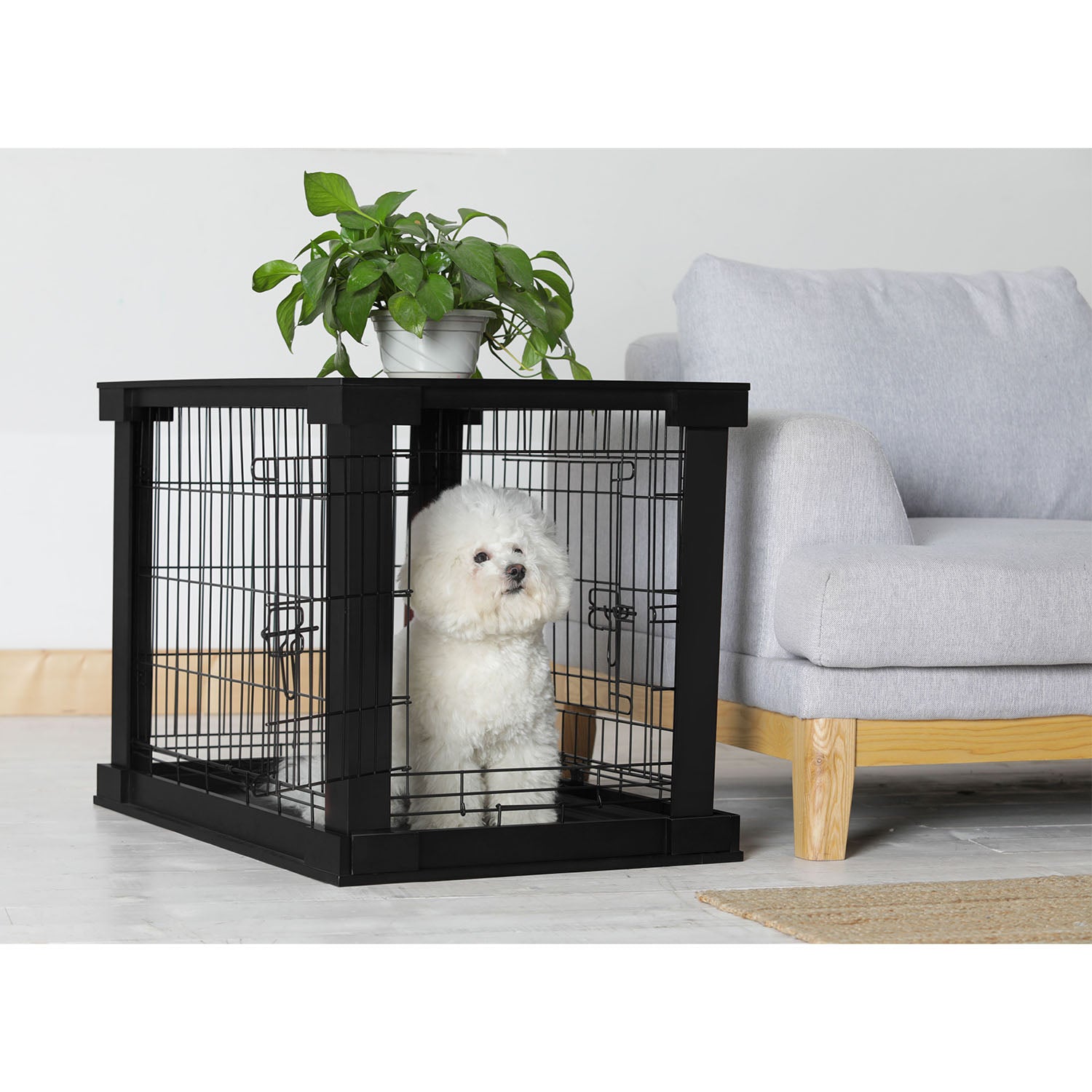 Merry Products Decorative Pet Cage w/ Protection Box End Table, Black (Open Box)