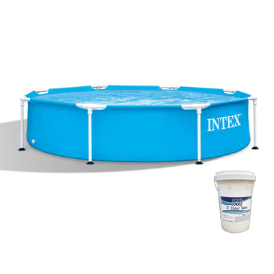 Intex 28205EH 8 Ft x 20 In Metal Frame Swimming Pool with 3 In Chlorine Tablets
