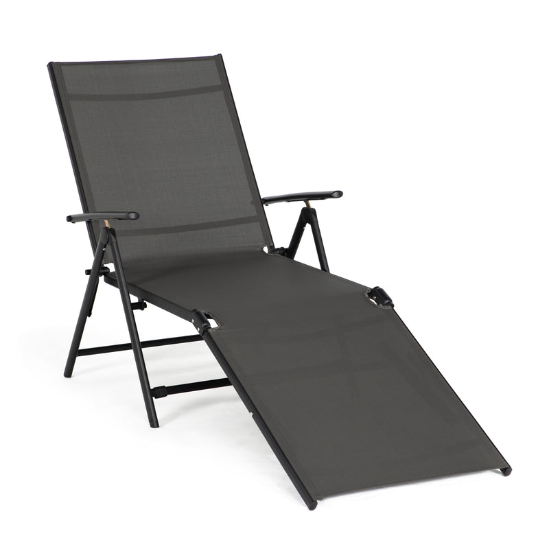 Jomeed Chaise Outdoor Reclining Adjustable Folding Patio Lounge Chair, Gray