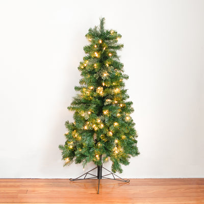 Home Heritage Cashmere 5' Artificial Half Christmas Tree Prelit 100 LED Lights