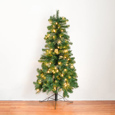 Home Heritage 5' Flat Half Christmas Tree for Wall w/ White LED Lights (Used)