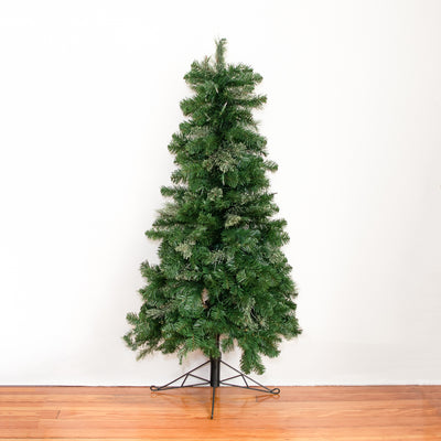 Home Heritage Pine 5 Foot Artificial Half Christmas Tree Prelit 100 LED Lights