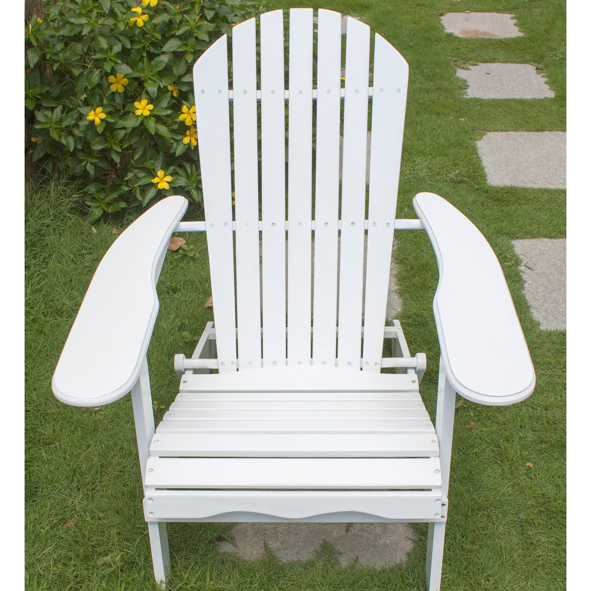 Northbeam Outdoor Acacia Foldable Wooden Deck Lounge Chair w/ Side Table, White