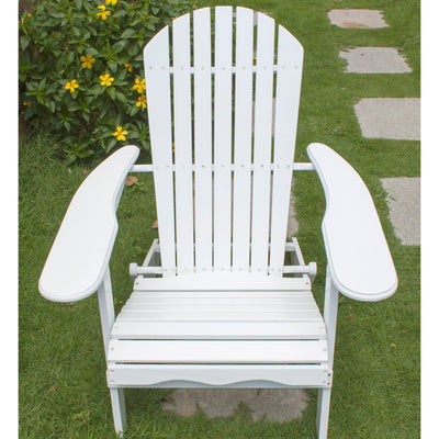 Northbeam Outdoor Acacia Foldable Wooden Deck Lounge Chair w/ Side Table, White