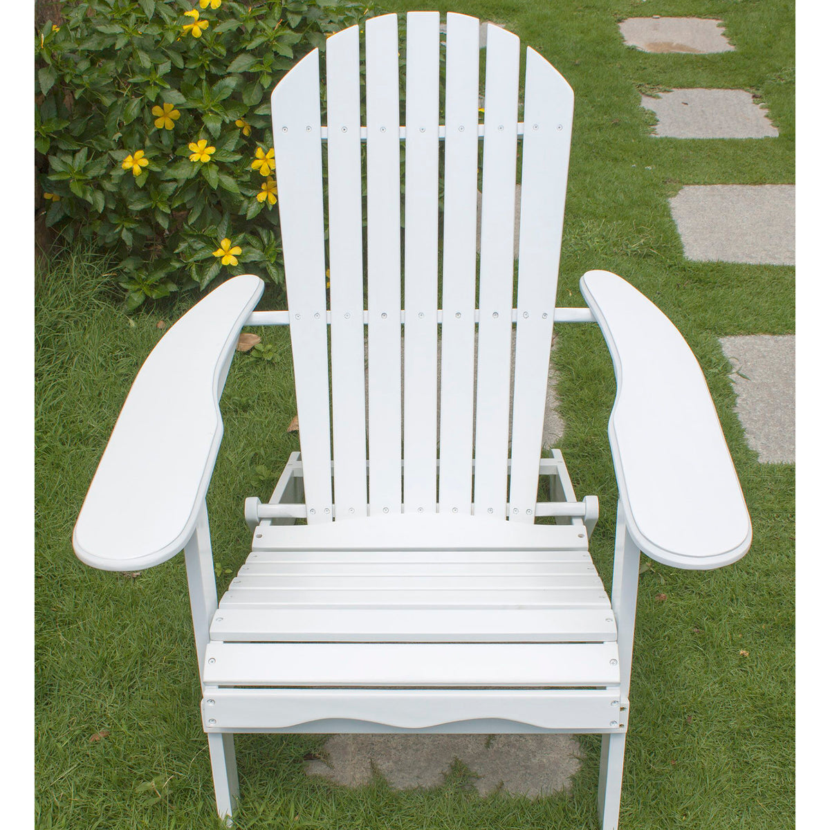 Northbeam Outdoor Portable Foldable Wooden Deck Chair (2 Pack) with Table, White