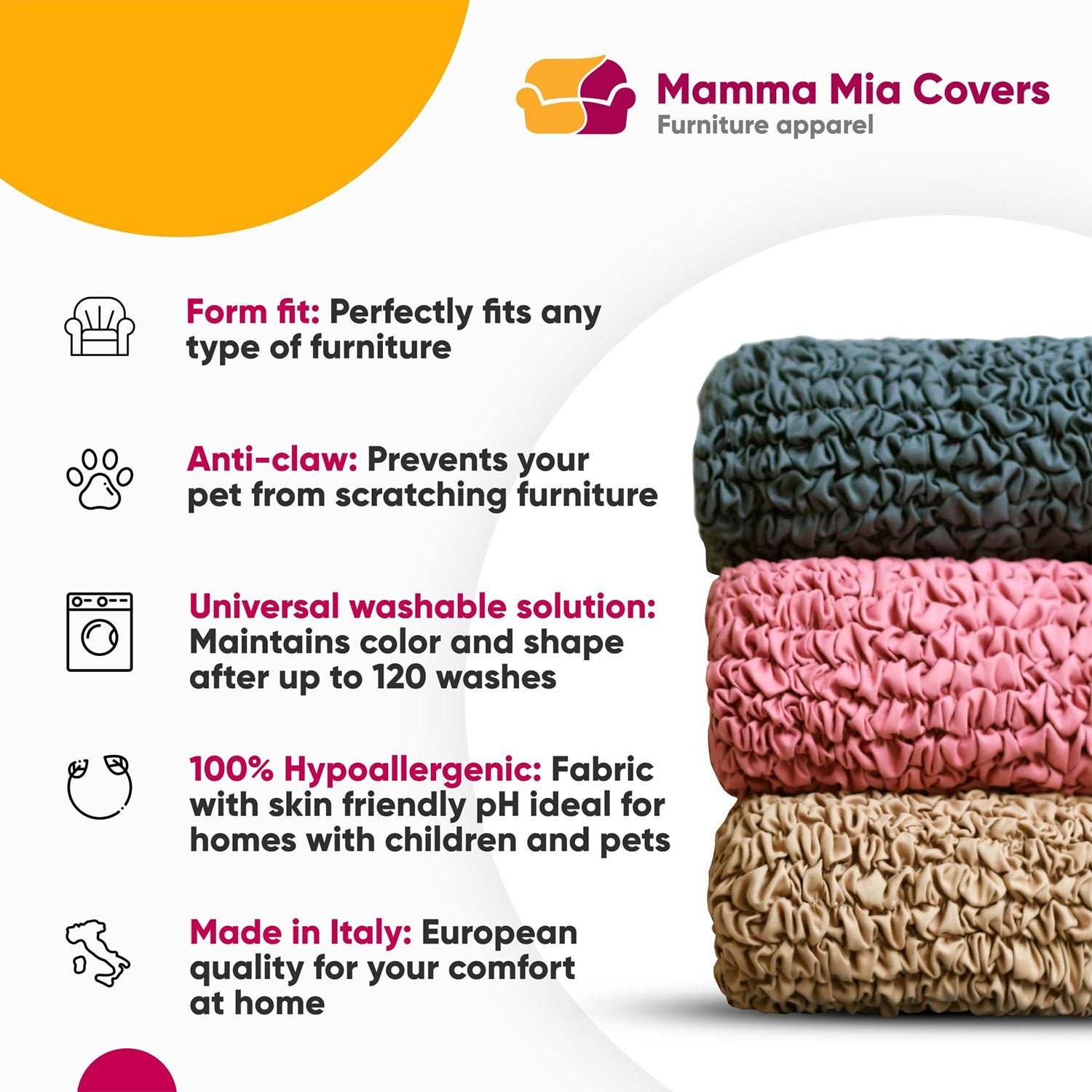Mamma Mia Covers Corner Sectional Sofa Couch Slipcover, Dark Brown (Open Box)