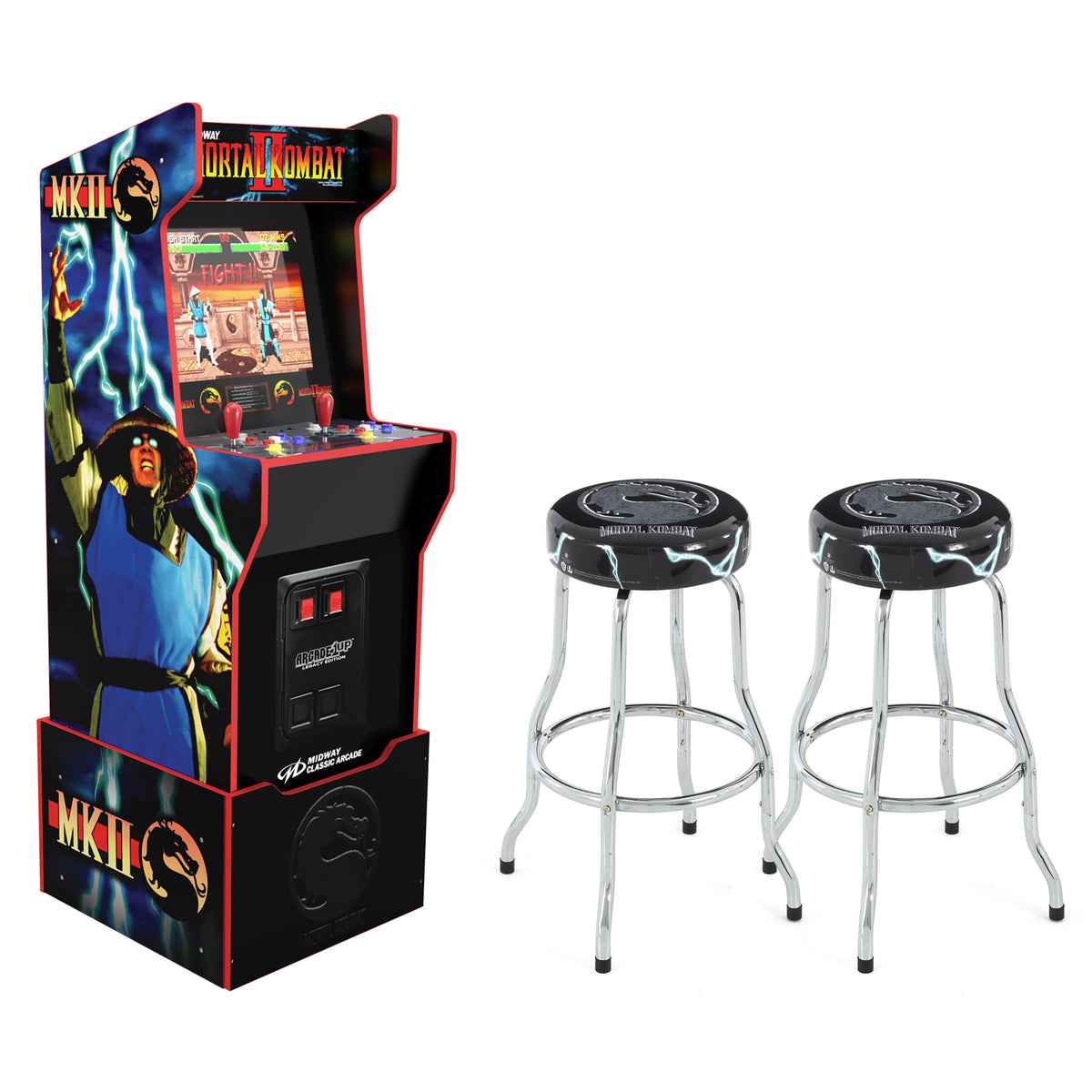 Arcade1Up Midway Legacy Mortal Kombat Arcade Cabinet & Padded Stool, 2 Pack