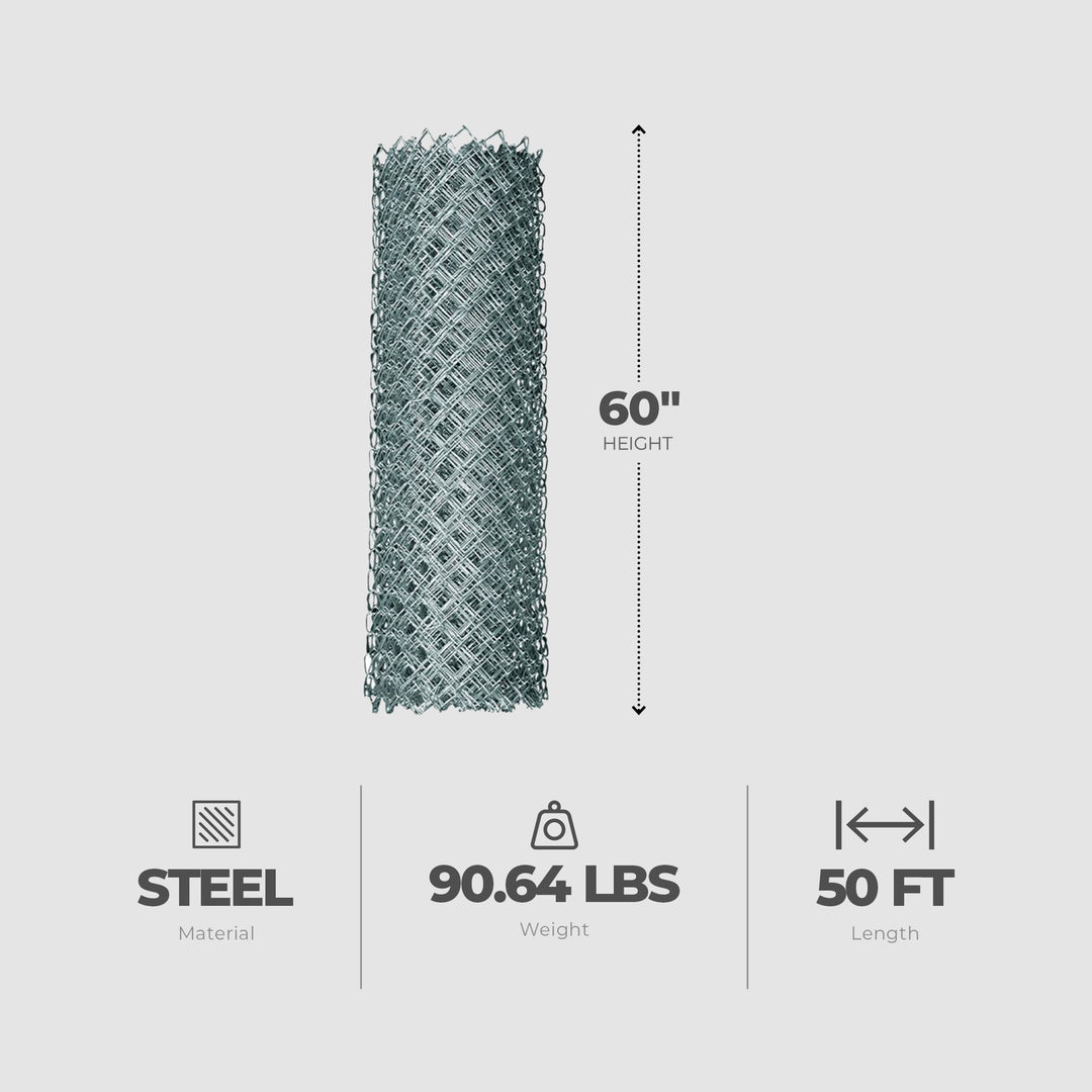 Midwest Air Technologies 60 In x 50 Ft Steel Gauge Chain Link Mesh Roll Fencing - VMInnovations