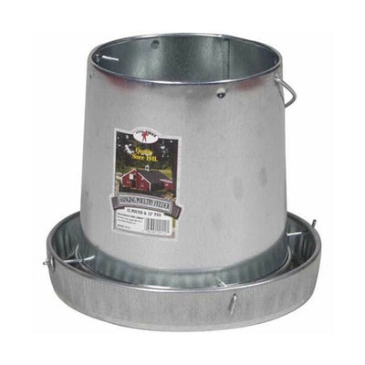 Miller 12 Pound Galvanized Hanging Poultry Feeder for Chickens and Birds, Steel - VMInnovations
