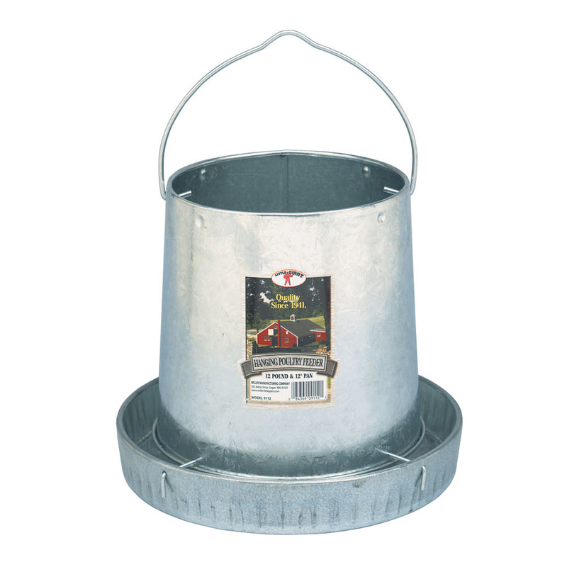 Miller 12 Pound Galvanized Hanging Poultry Feeder for Chickens and Birds, Steel