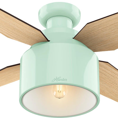 Hunter 52 Inch Cranbrook Low Profile Fresh White Ceiling Fan with Light & Remote
