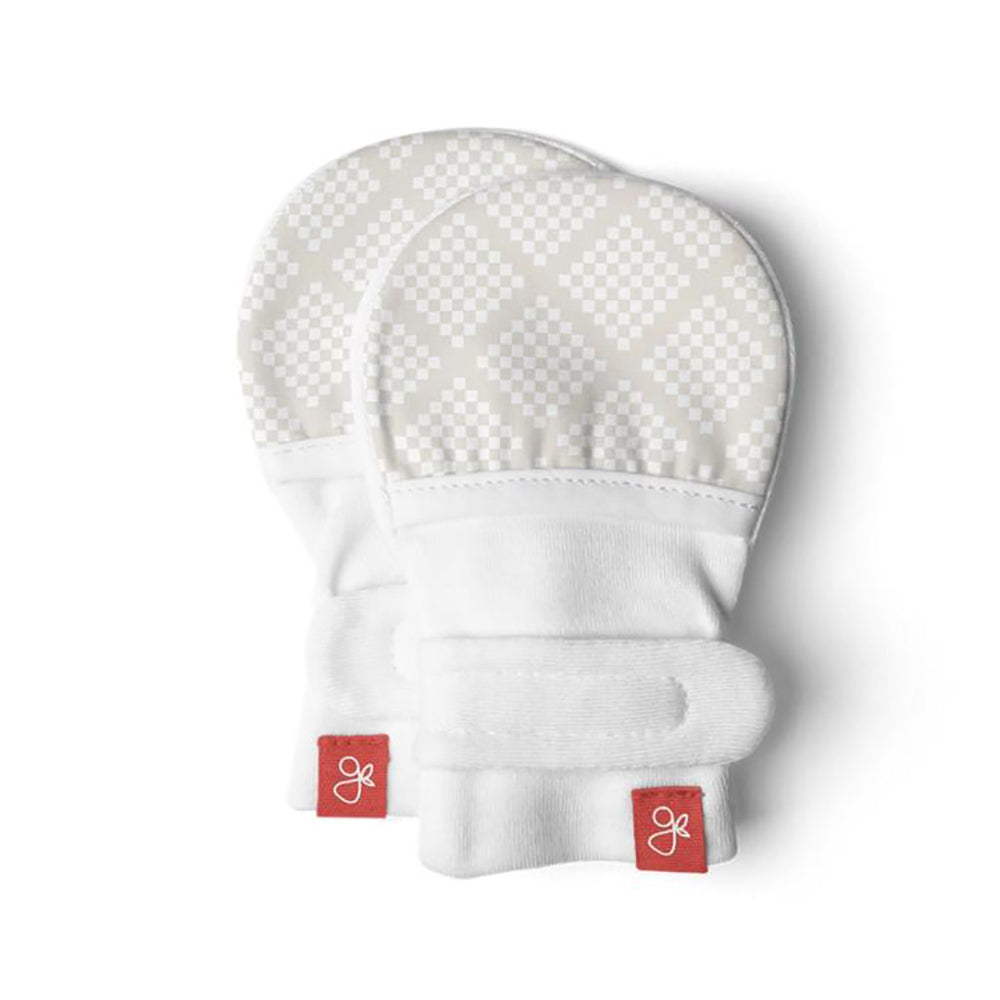 Goumikids Organic No Scratch Baby Infant Hand Mittens, 0-3M Diamond Dots Cream