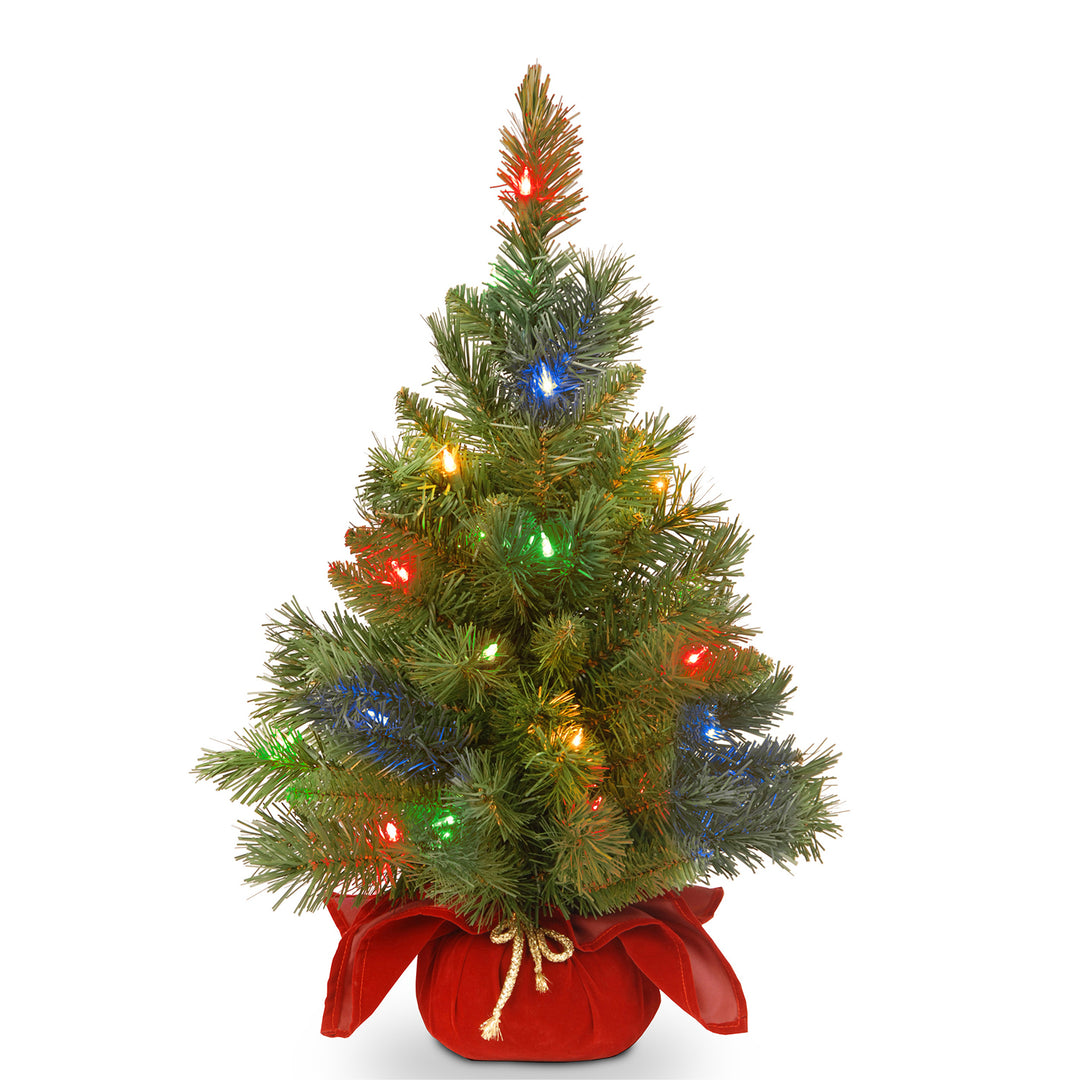 National Tree Company 2 Ft Artificial Majestic Fir w/ Colored Lights (Used)