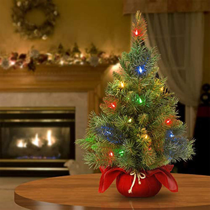 National Tree Company 2 Ft Artificial Majestic Fir w/ Colored Lights (Used)