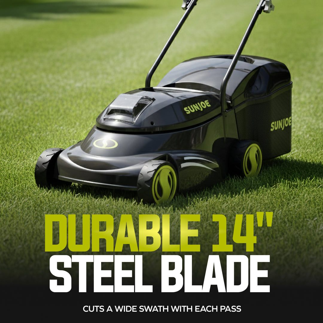 Sun Joe 28V Cordless Electric 14" Push Behind Lawn Grass Mower, Green, MJ401C