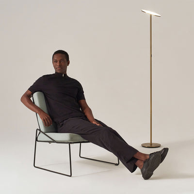 Brightech Sky LED Torchiere Super Bright Standing Touch Sensor Floor Lamp, Brass - VMInnovations
