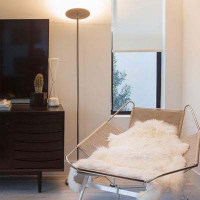 Brightech Sky LED Torchiere Super Bright Standing Touch Sensor Floor Lamp, Brass - VMInnovations