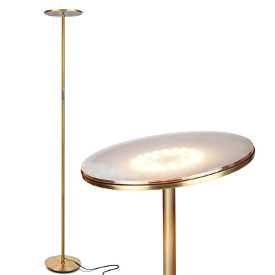 Brightech Sky LED Torchiere Super Bright Standing Touch Sensor Floor Lamp, Brass - VMInnovations