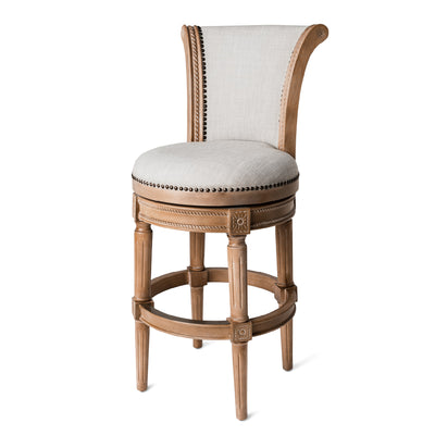 Maven Lane Pullman High-Back Swivel Bar Stool, Weathered Oak, Bar Height (Used) - VMInnovations