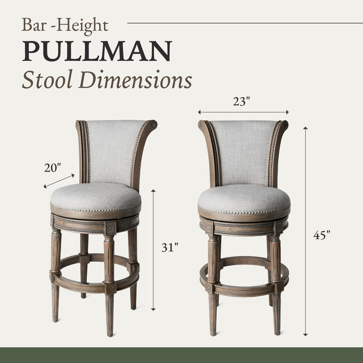 Maven Lane Pullman High-Back Swivel Bar Stool, Reclaimed Oak, Bar Height (Used)