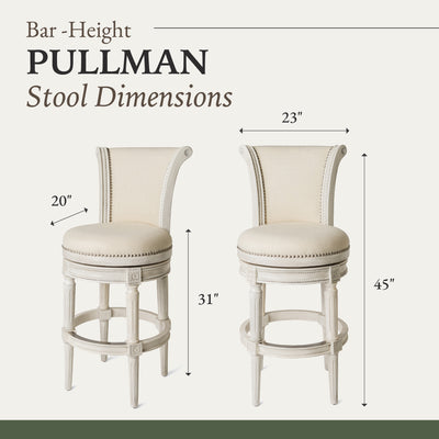 Pullman Wooden Swivel 30"H Bar Stool Kitchen Chair, White Oak Finish (For Parts)