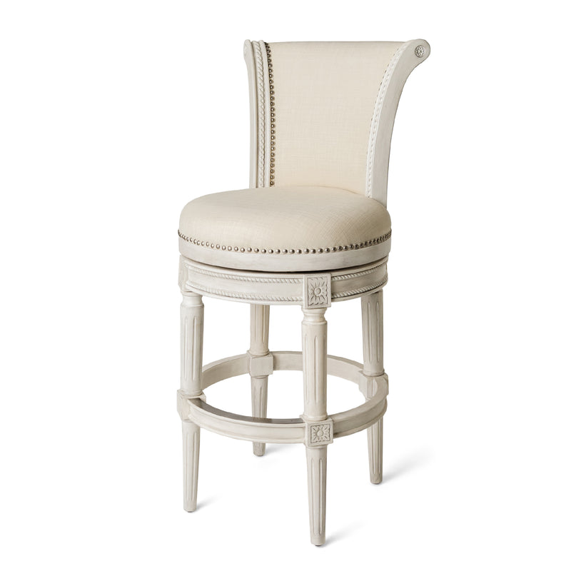 Maven Lane Pullman High-Back Swivel Bar Stool, White Oak, Bar Height (Open Box)